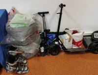 odzyskane przedmioty, rower treningowy, opony, buty narciarskie